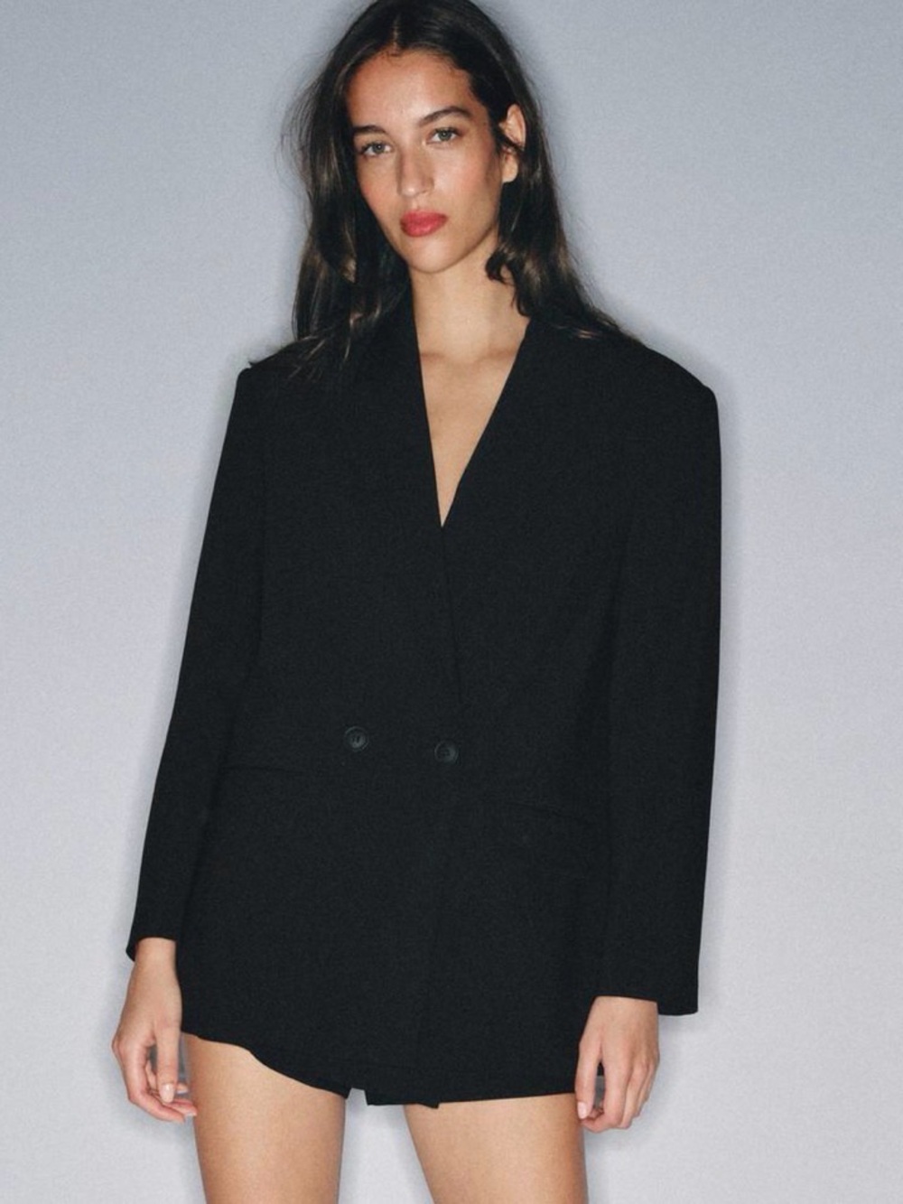 Zara Black Double-Breasted Blazer - Picture 2 of 4